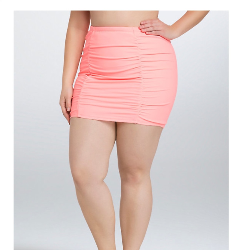 Ruched high waist swim skirt